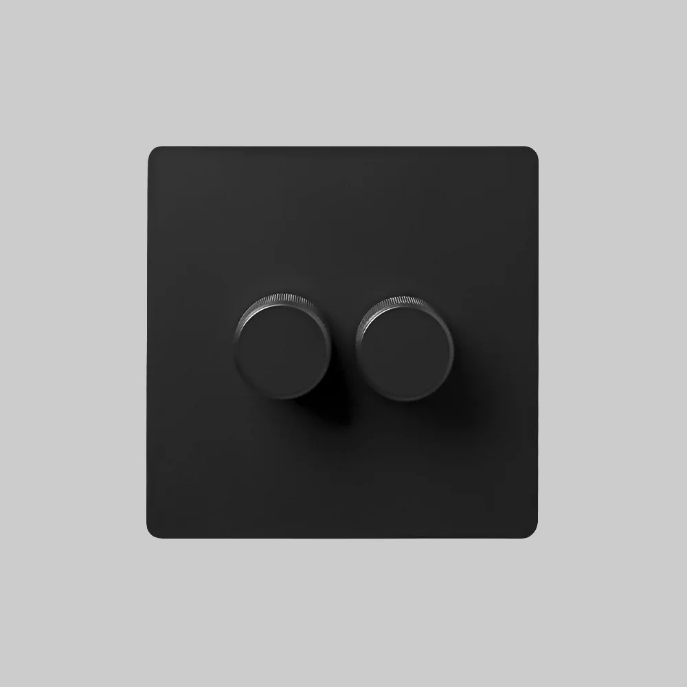 2 gang black dimmer switch 250w