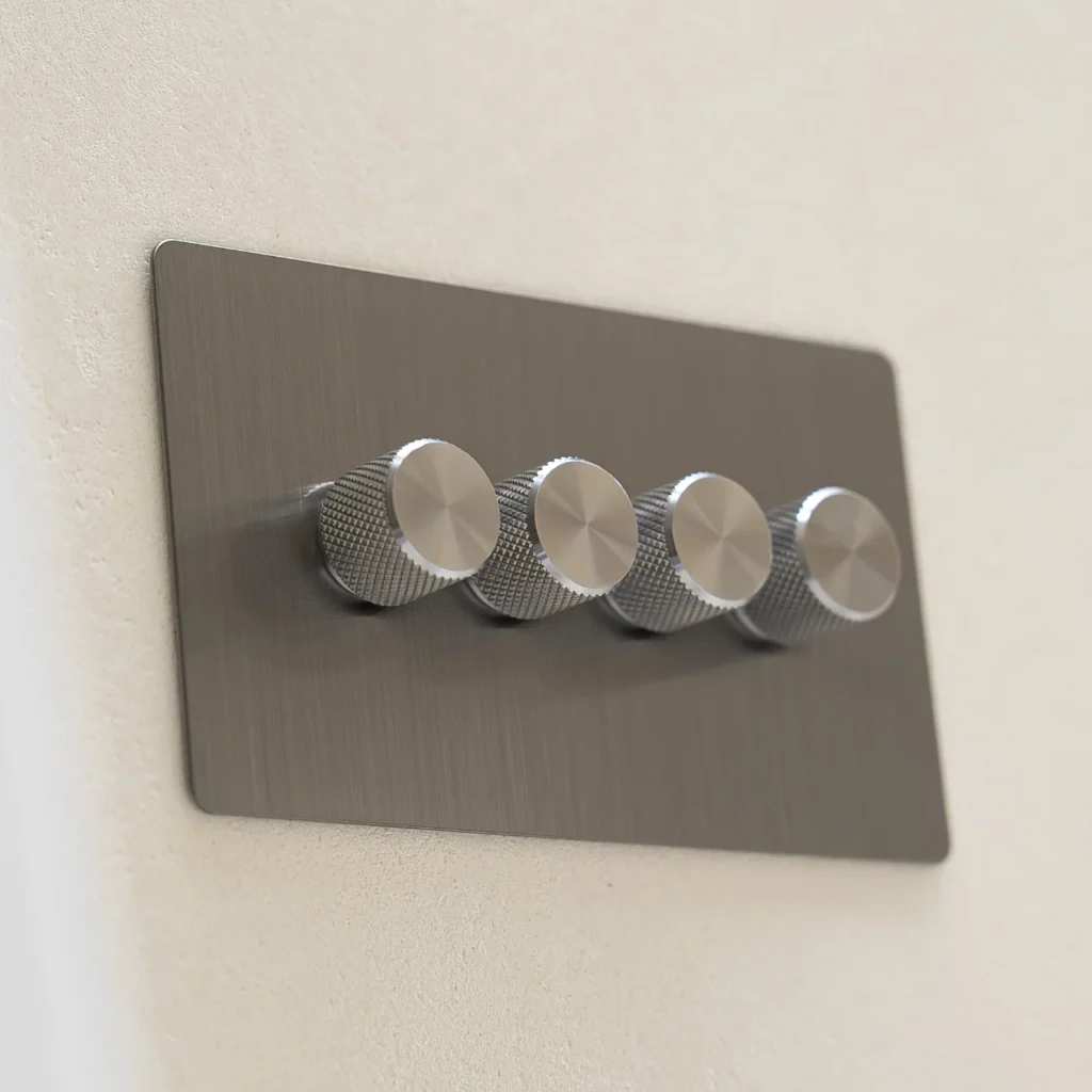 4 gang brushed steel dummdy dimmer switch