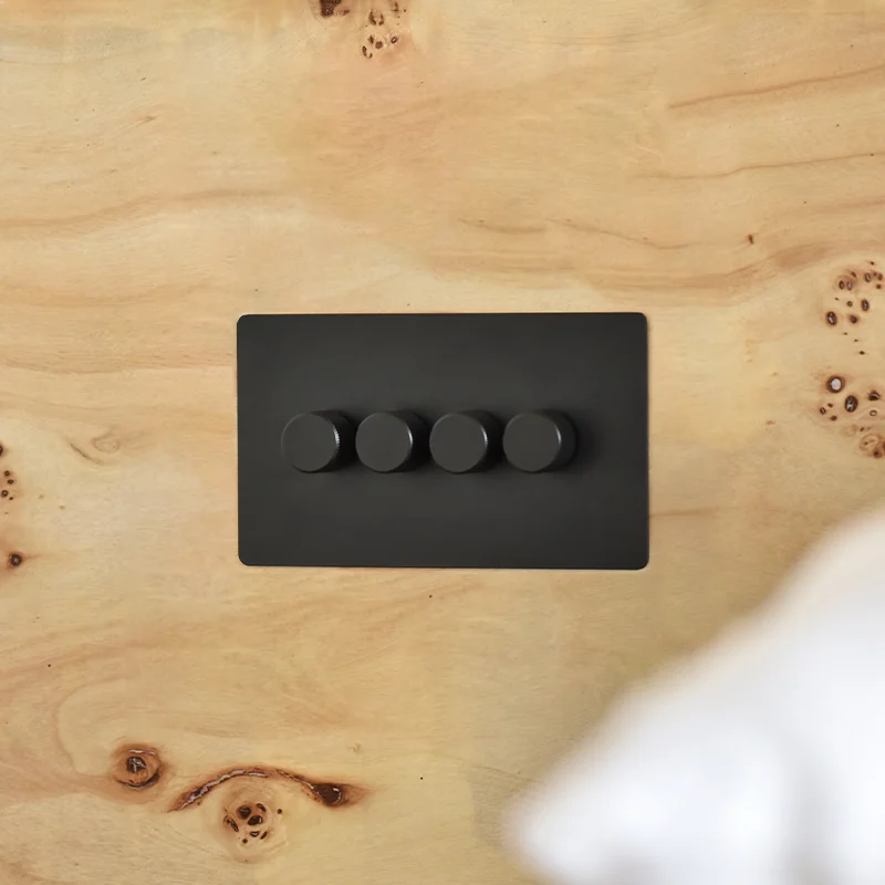 4 gang black steel dimmer
