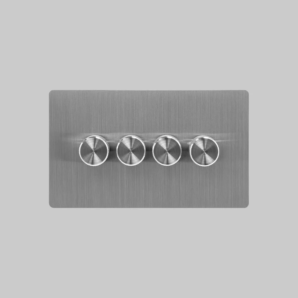 4 gang brushed steel dimmer switch 250w