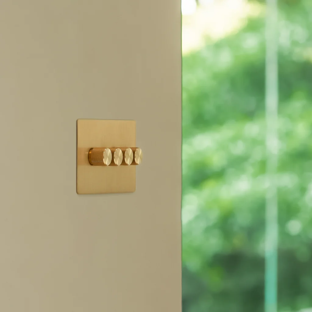 4 gang brushed brass dimmer switch