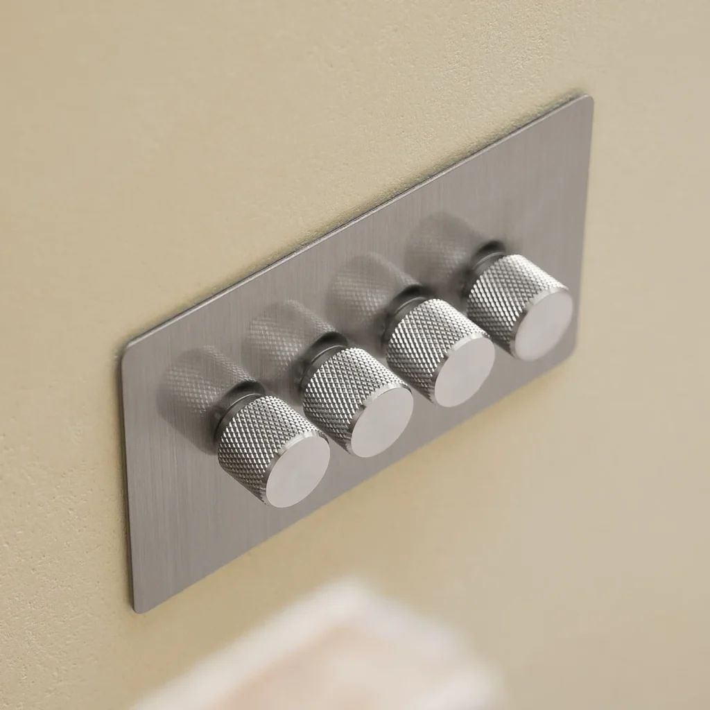 4 gang brushed steel dimmer