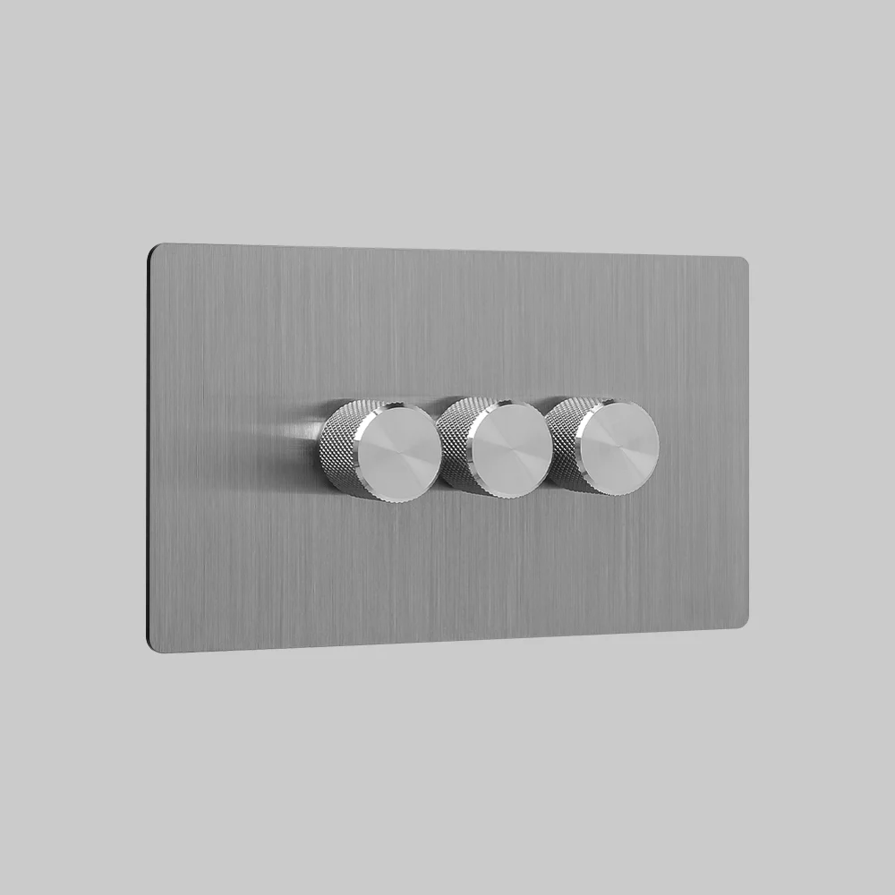 3 gang brushed steel dimmer switch