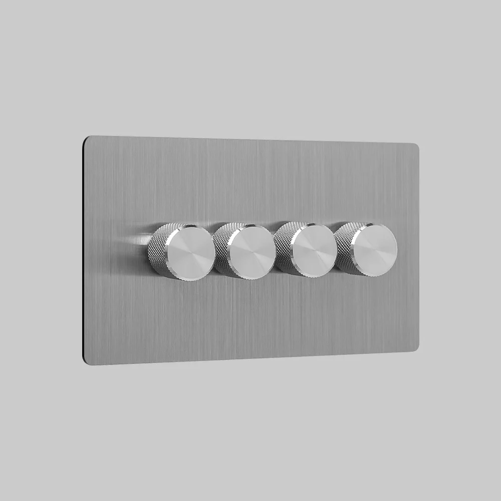 4 gang brushed steel dimmer switch