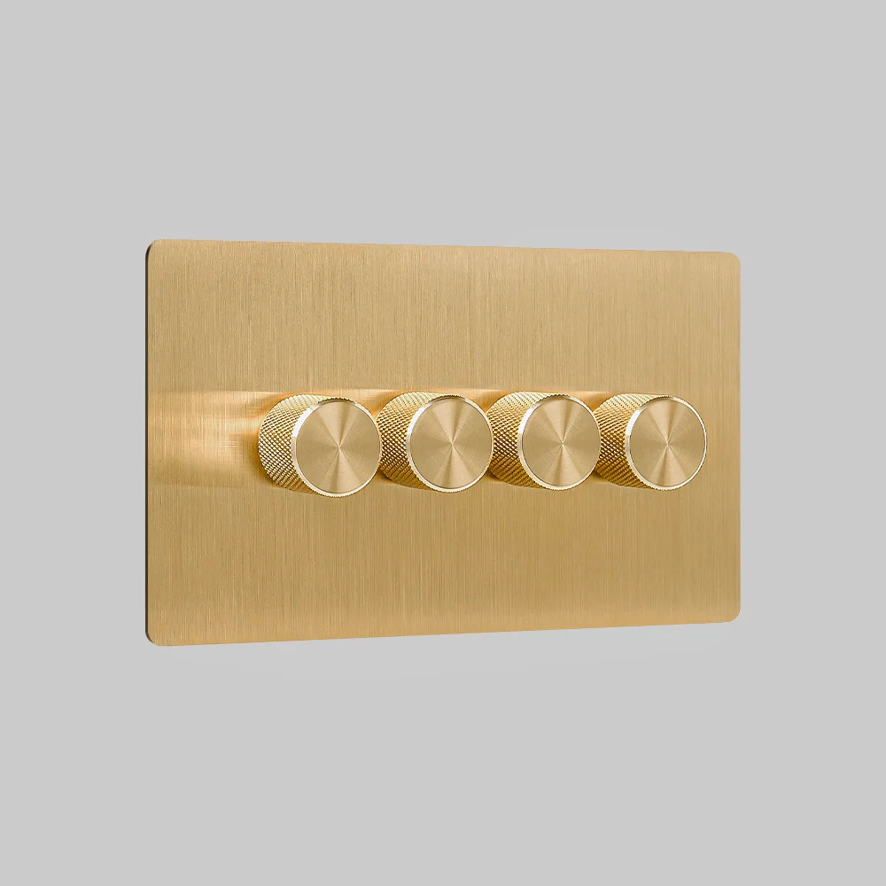 4 gang brushed brass dimmer switch, 250W